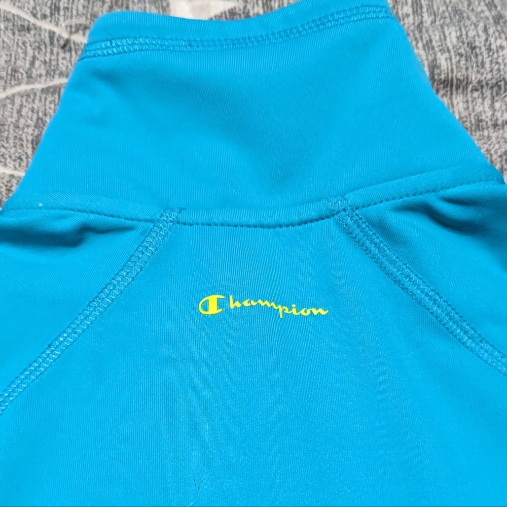 Champion Blue Teal/Turquoise Full Zip Mock Neck Running Jacket Size Medium GUC - Picture 10 of 12